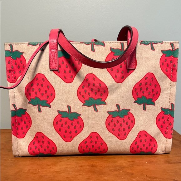 Kate Spade Red and Tan Strawberry Tote - Picture 4 of 11